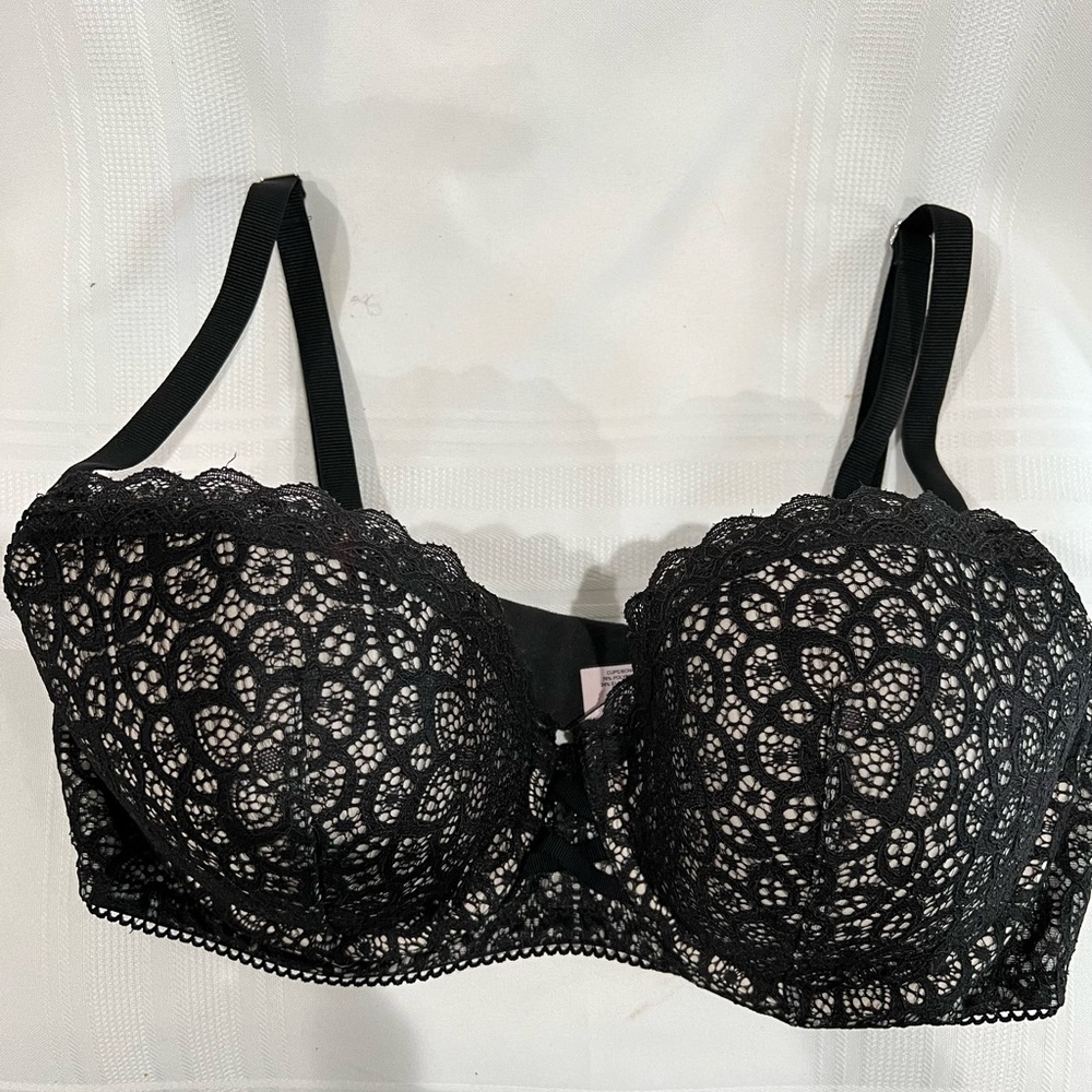 Victoria Secret black lace padded bra size 34 d d